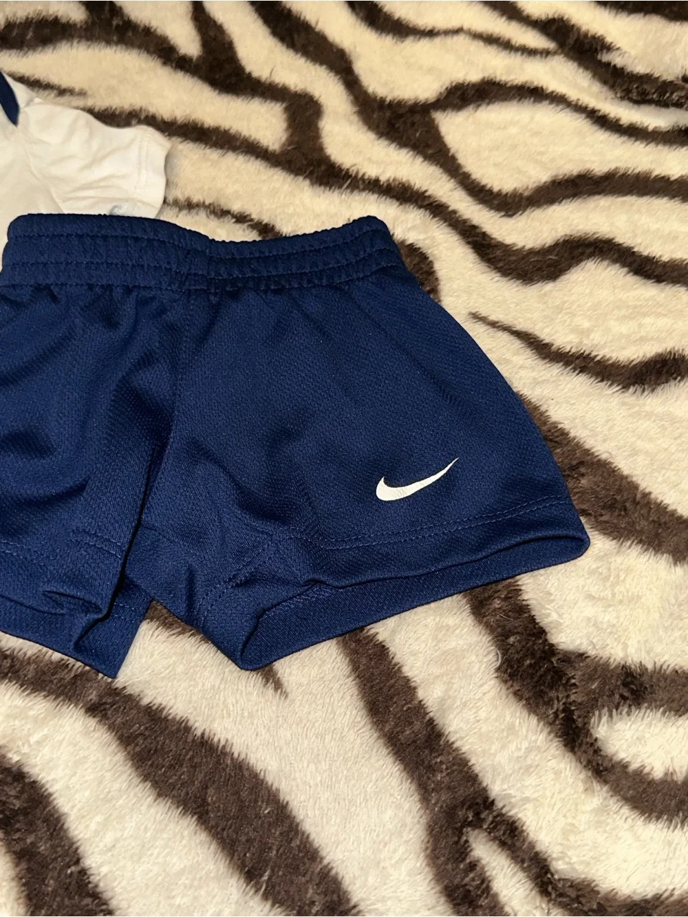 Nike White & Blue Baby 2-Piece Set - 'Just Do It.' Bodysuit & Shorts